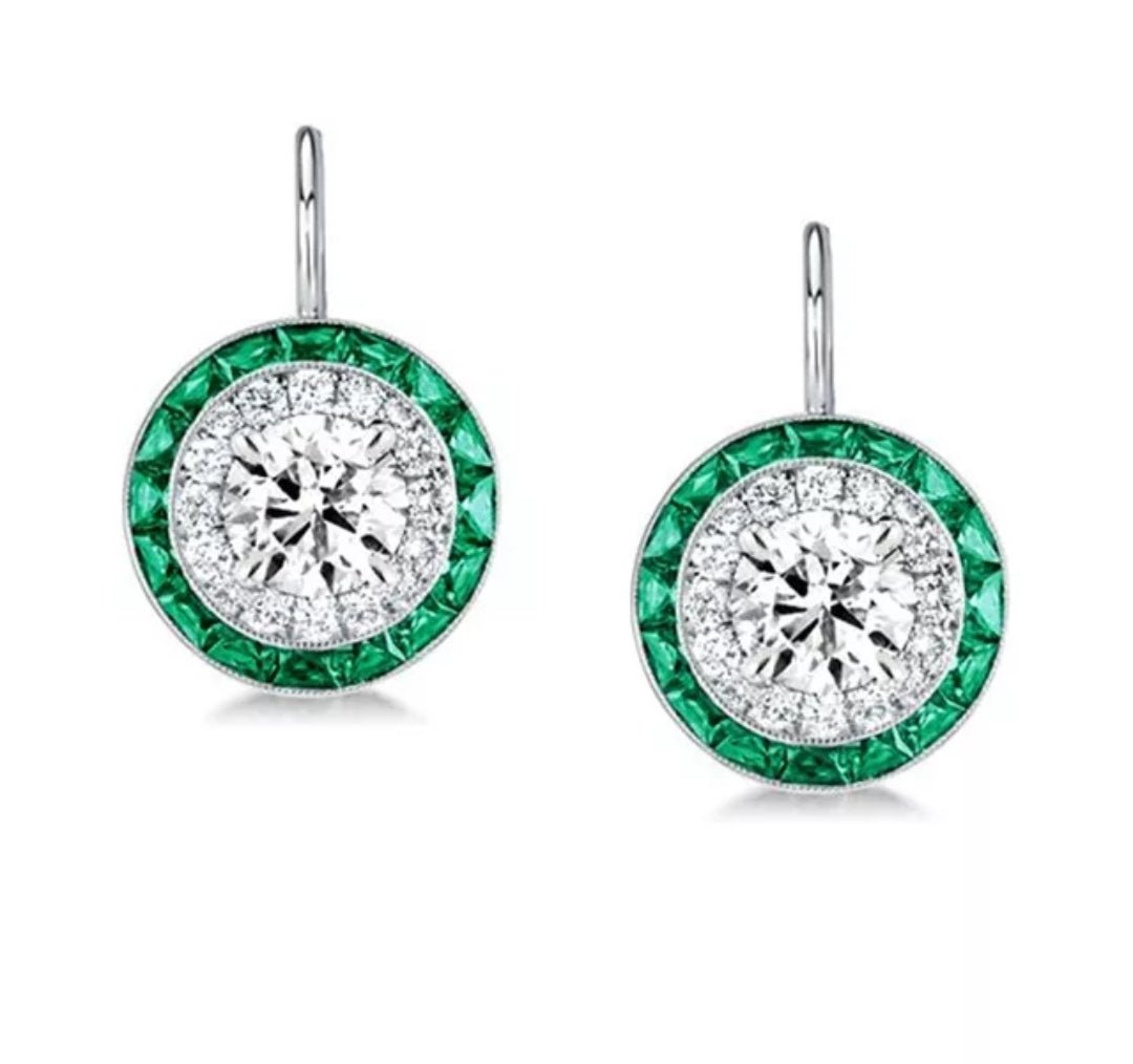 4CT TW Diamond Veneer vintage Round Earrings. 830E1045