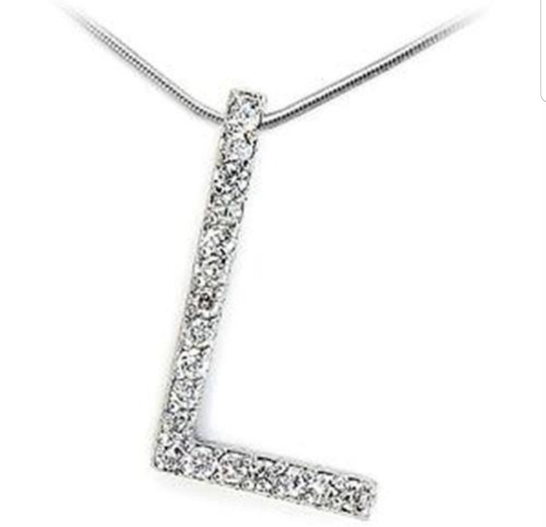 Large initials Pendant necklace Zirconite Cubic Zirconia . 501P