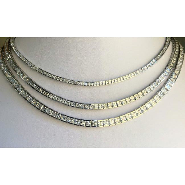 Square Cubic Zirconia CZ Tennis Necklace. 602N50010 Zirconite