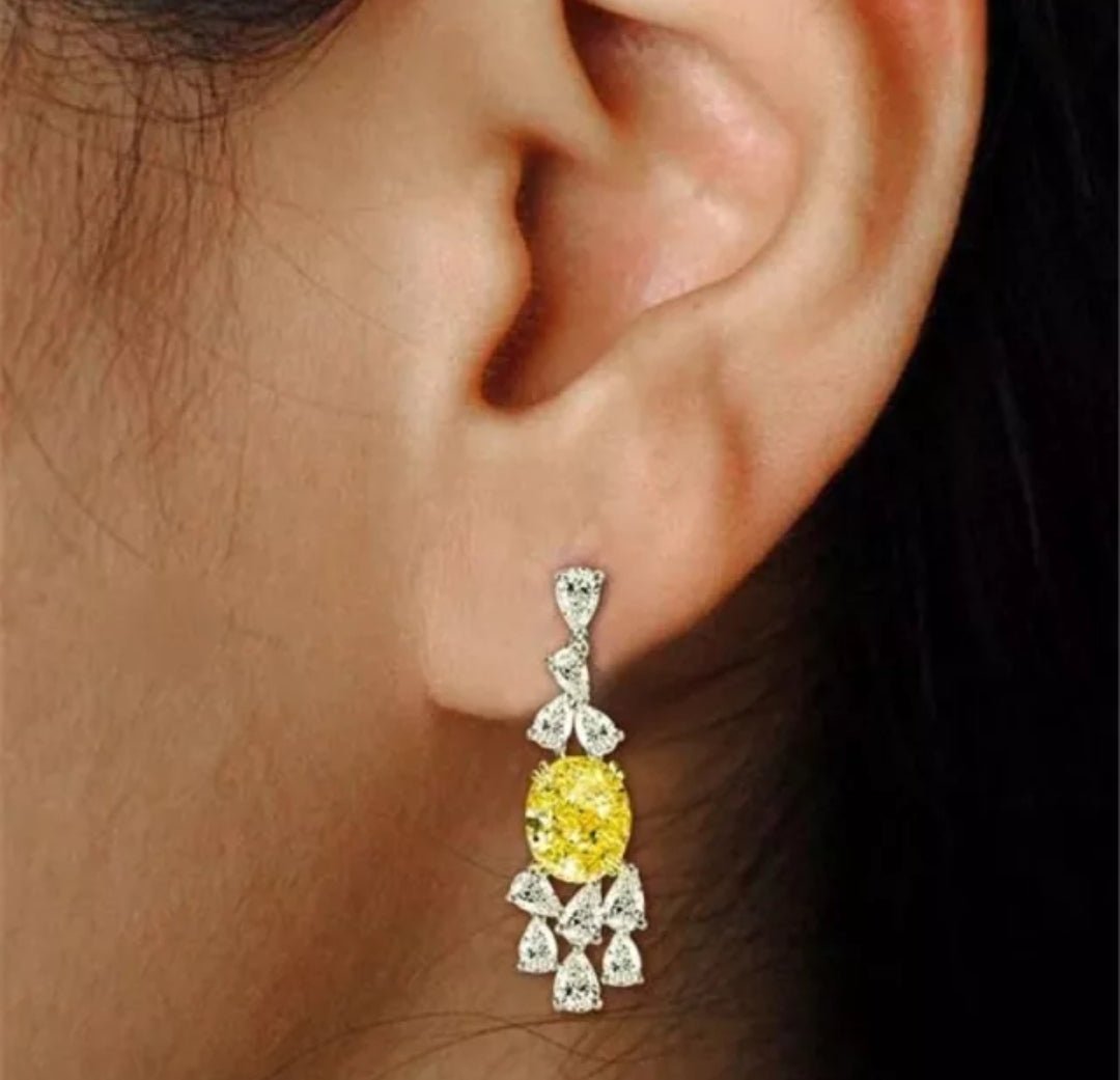 10CT TW Oval Diamond Veneer Cubic Zirconia Drop Earrings. 830E1032