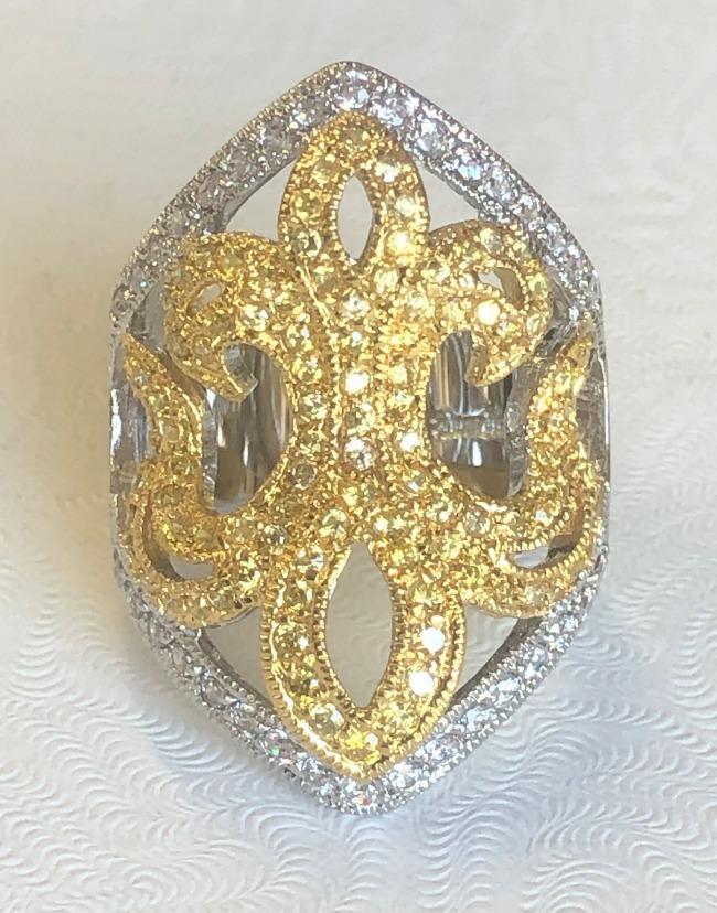 Fleur de Lis Zirconite Cubic Zirconia Wide band Ring. B501R7575