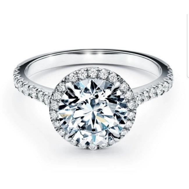 Round Cubic Zirconia Engagement halo Ring. 635R2054