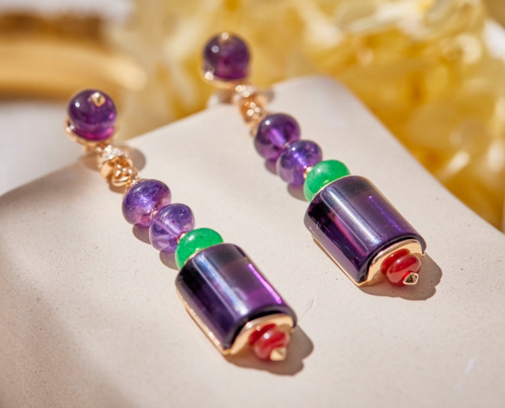 Cabochon gems beads Zirconite Cubic Zirconia Earrings 840E100