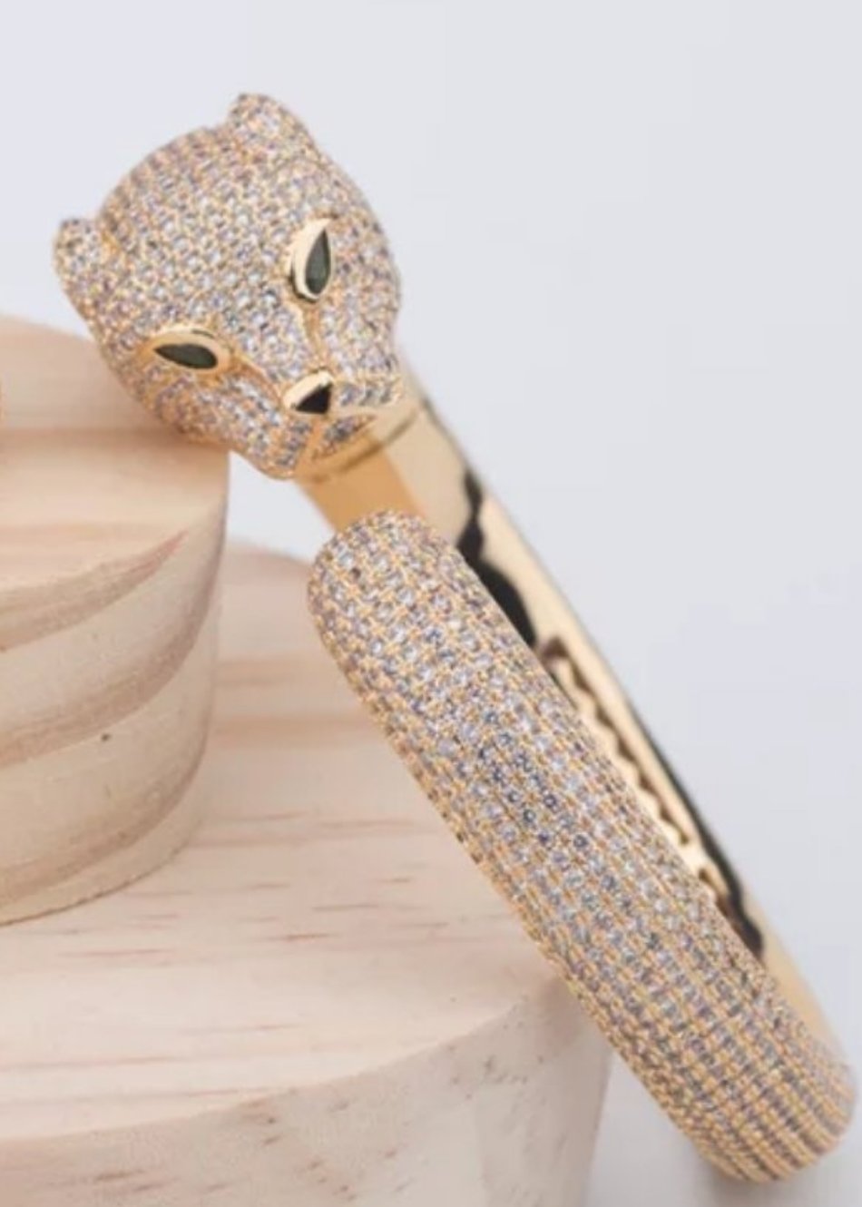 Panther Zirconite Cubic Zirconia hinged Bangle Bracelet. 815B200