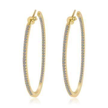 Double View Hoop Zirconite Cubic Zirconia Earrings Sterling Silver . STE-457