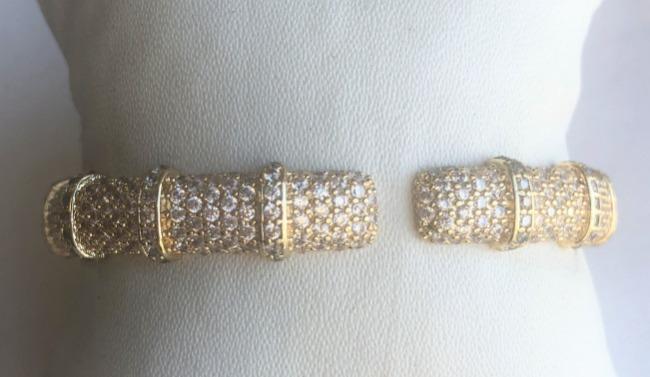 Face-off Zirconite Crystal pave Hinged Bangle Bracelet. 698B10C