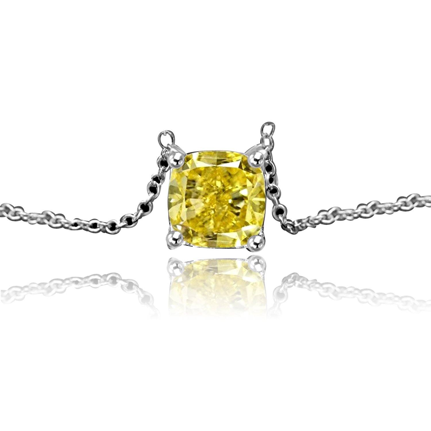 Cushion Square Cubic Zirconia 14K gold Solitaire Pendant. 635P208K