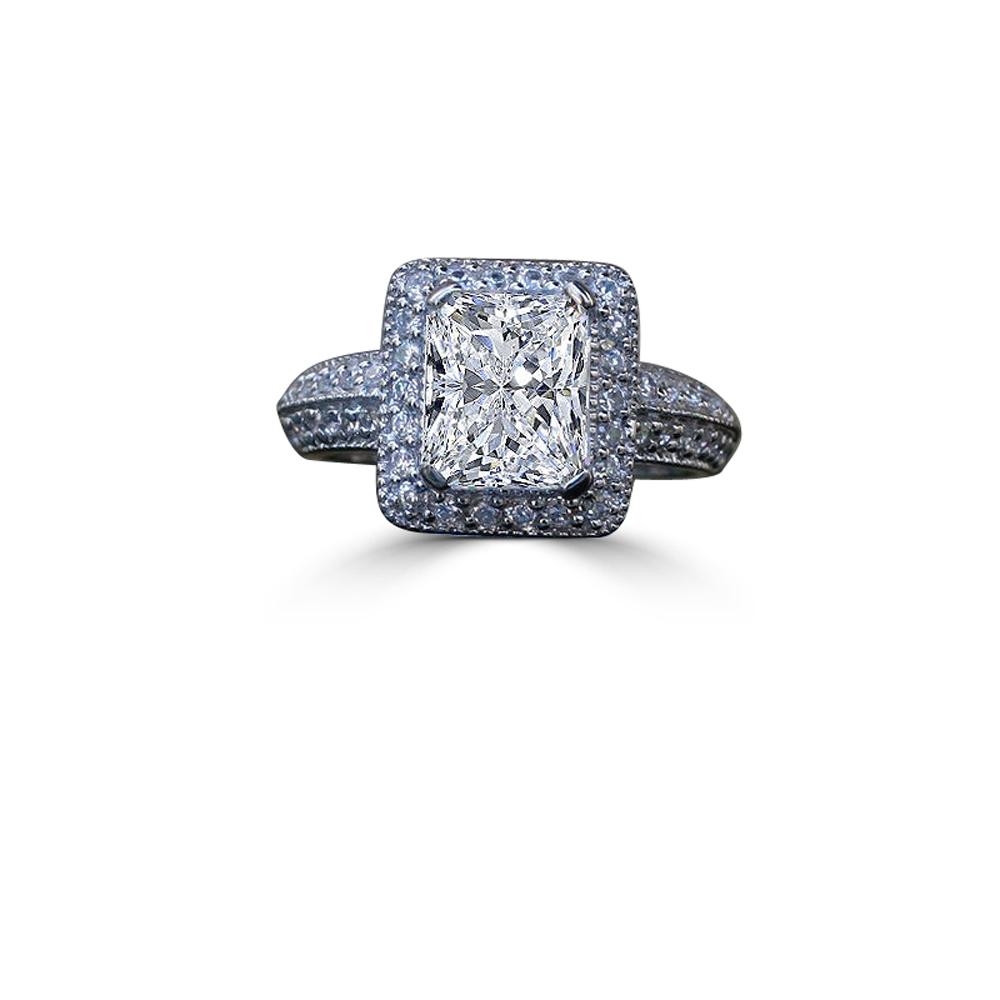 2CT Radiant Diamond Veneer Cubic Zirconia Ring. 635R12825