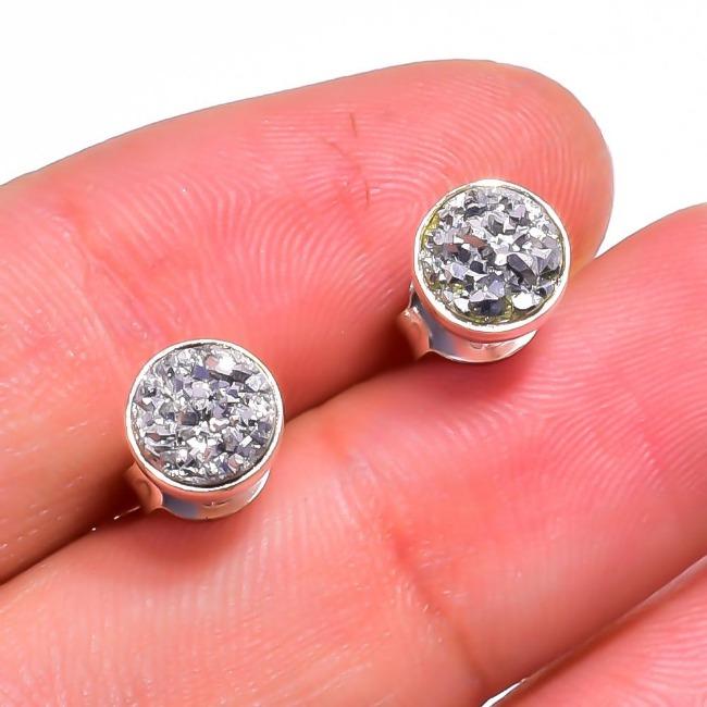 Round Zirconite Cubic Zirconia Sterling Silver Stud Earrings. EBZL