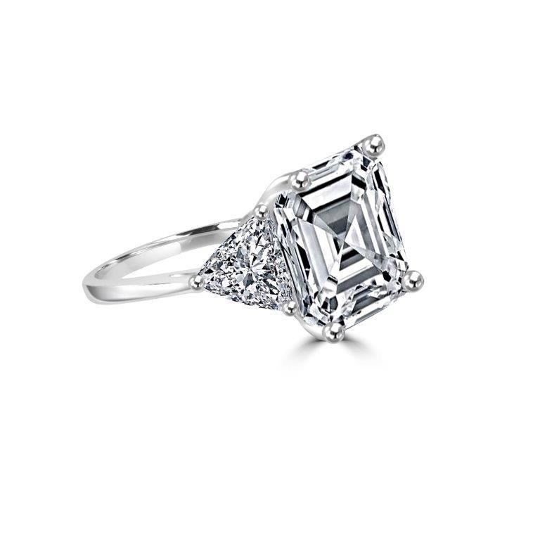 Three Stones Asscher Cut Cubic Zirconia Engagement Ring. 635R72192