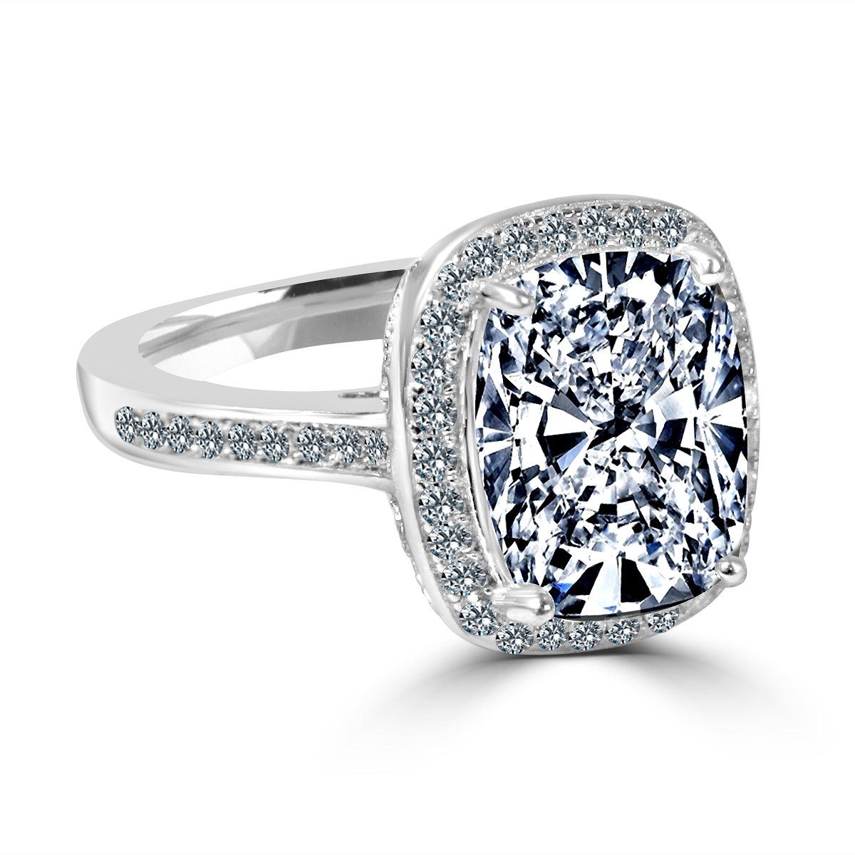 3CT Cushion Diamond Veneer Cubic Zirconia Halo Ring. 635R0252