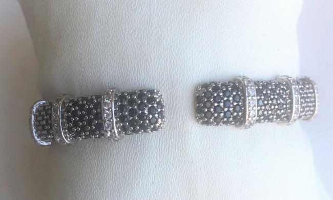 Face-off Zirconite Crystal pave Hinged Bangle Bracelet. 698B10C