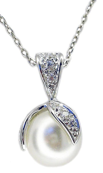 Designer Pearl w/three Leaves Sterling Silver Pendant final Sale. TP6285