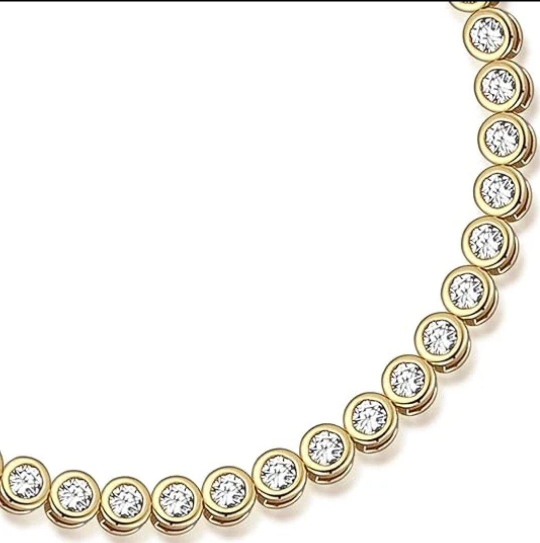 Bezel Set Tennis Necklace Zirconite Sterling Silver. 602N50230