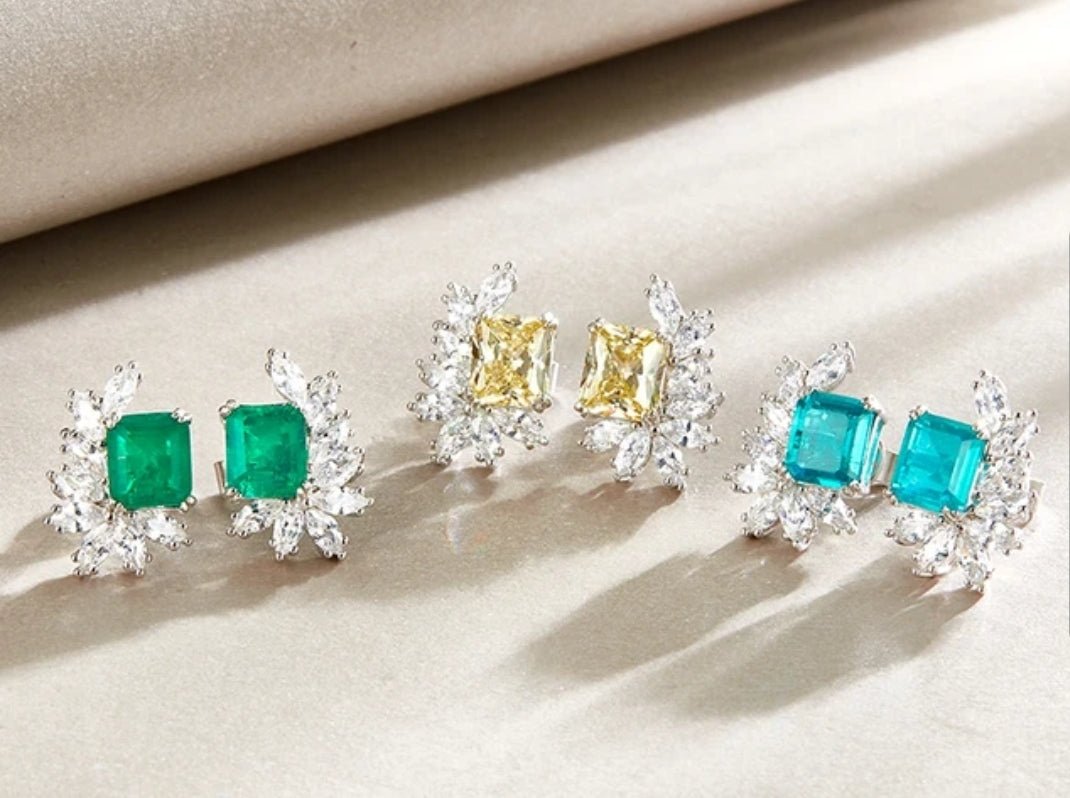 6CTW Square Diamond Veneer Sterling Silver Earrings. 800E204