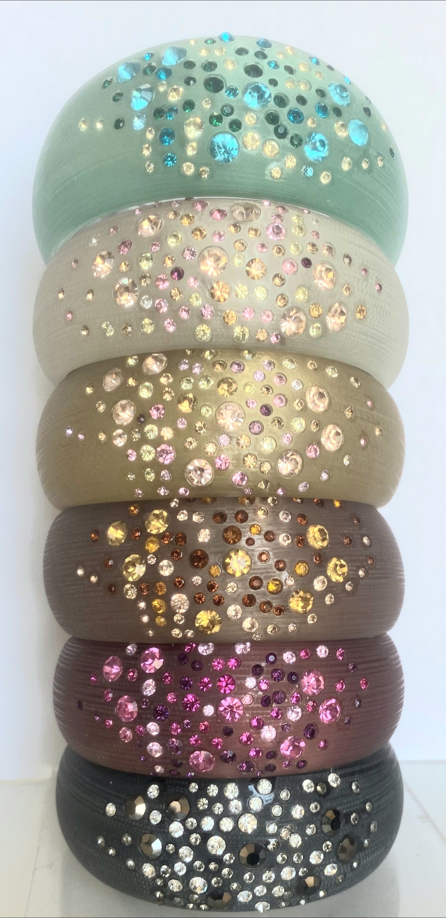 Zirconite Jeweled Acrylic Opaque Bangle Bracelet. 629B81361