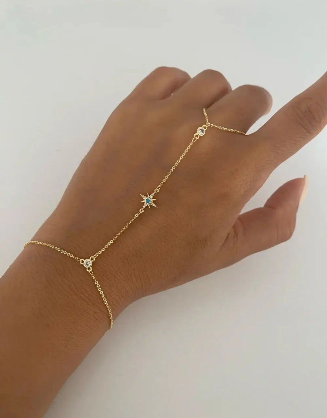 Bracelet with Ring Zirconite Slave hand harness Bracelet ring.  827B