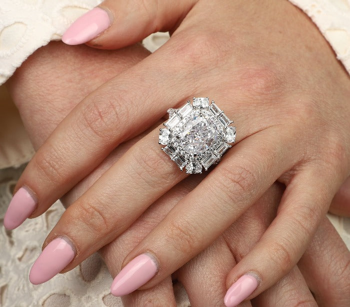 Cocktail Cushion Diamond Veneer Cubic Zirconia Ring. 800R1140