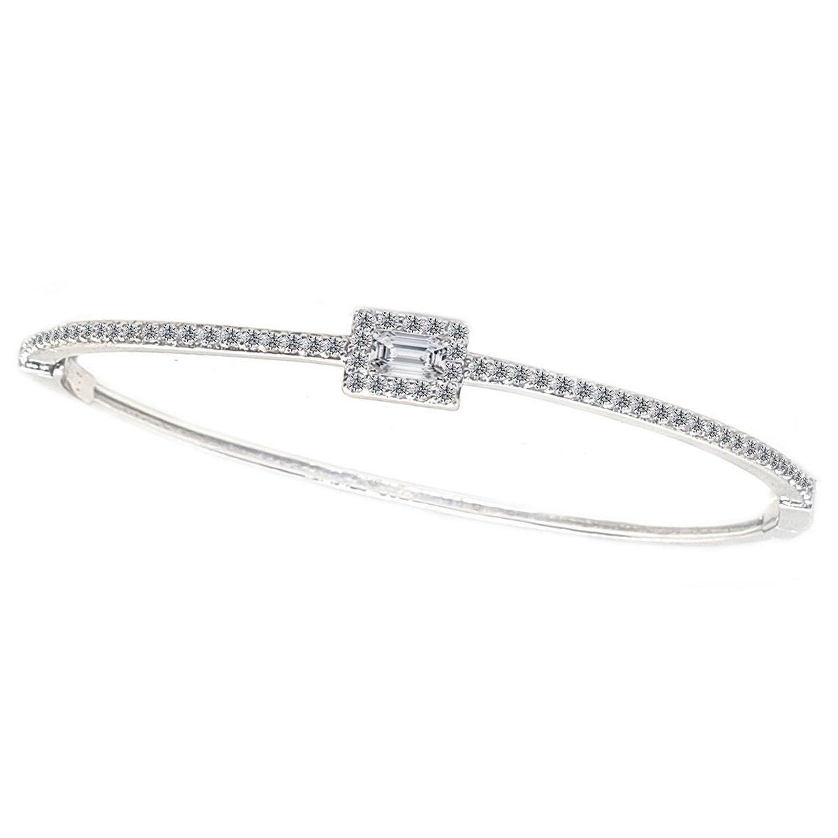 Zirconite Cubic Zirconia hinged Bangle Bracelet.698B002