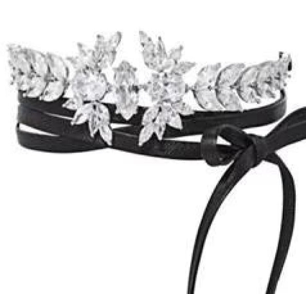 Zirconite Cubic Zirconia floral cluster Choker Necklace. Final Sale. 710C0499