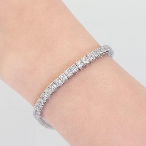 Tennis Bracelet. Square Cubic Zirconia 14K Gold. 635TBH4QK