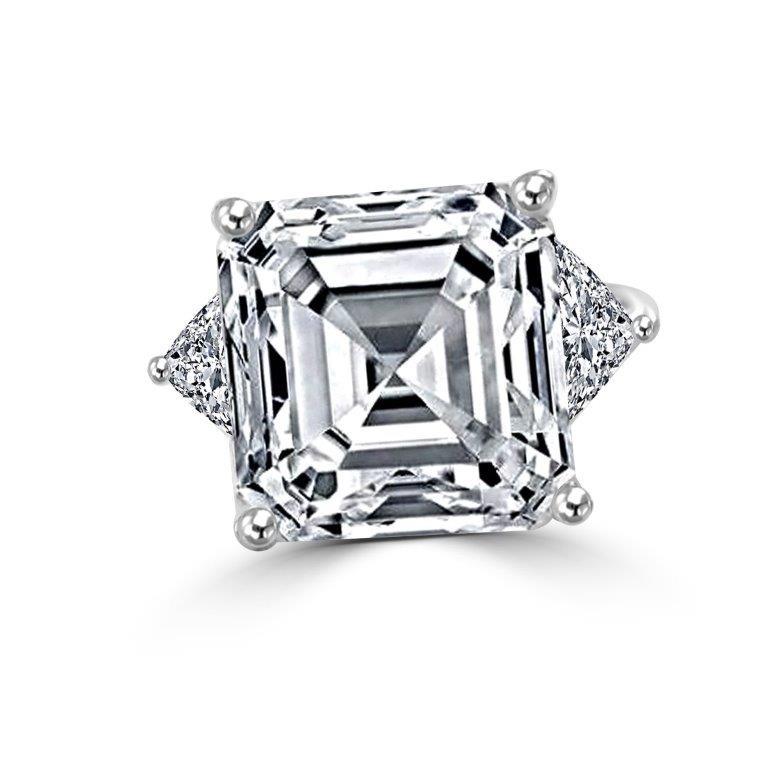 Three Stones Asscher Cut Cubic Zirconia Engagement Ring. 635R72192