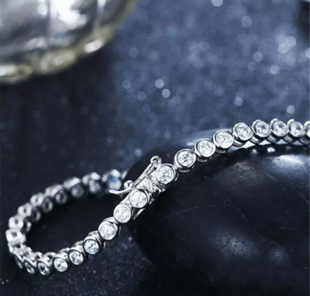 Zirconite Cubic Zirconia Bezel Tennis Bracelet