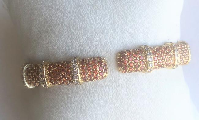 Face-off Zirconite Crystal pave Hinged Bangle Bracelet. 698B10C