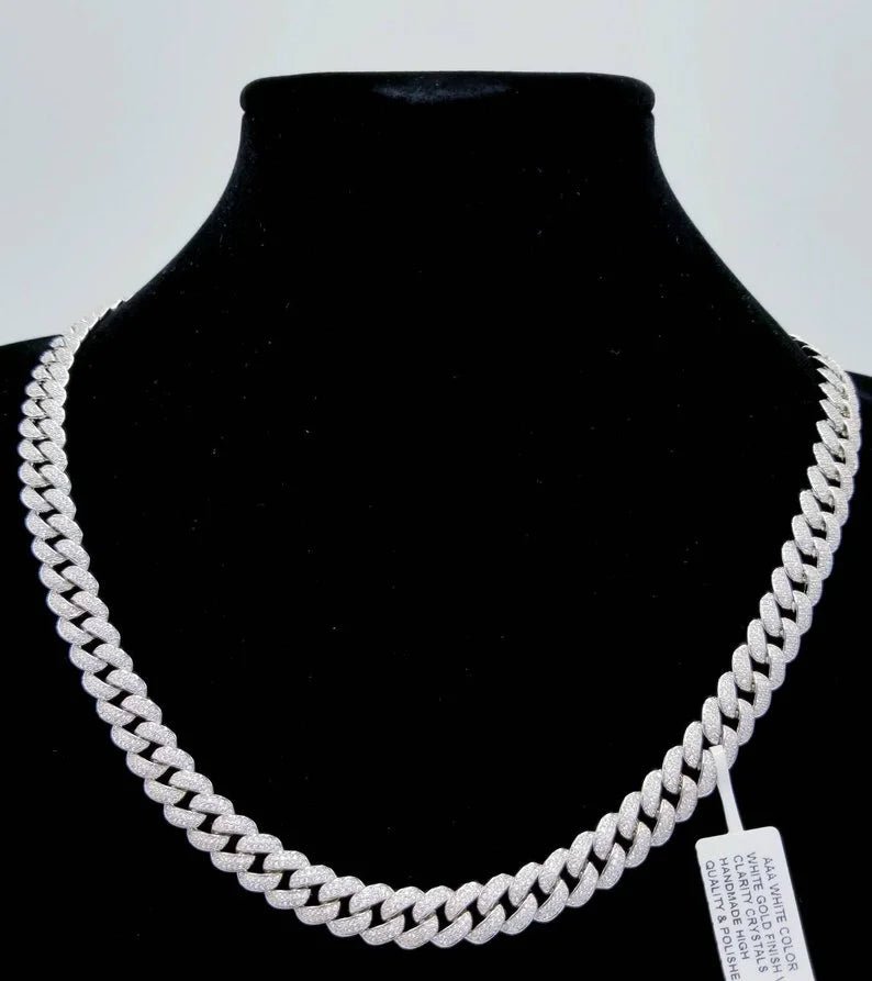 Cuban Cubic Zirconia Curved Link Necklace Zirconite . 818N