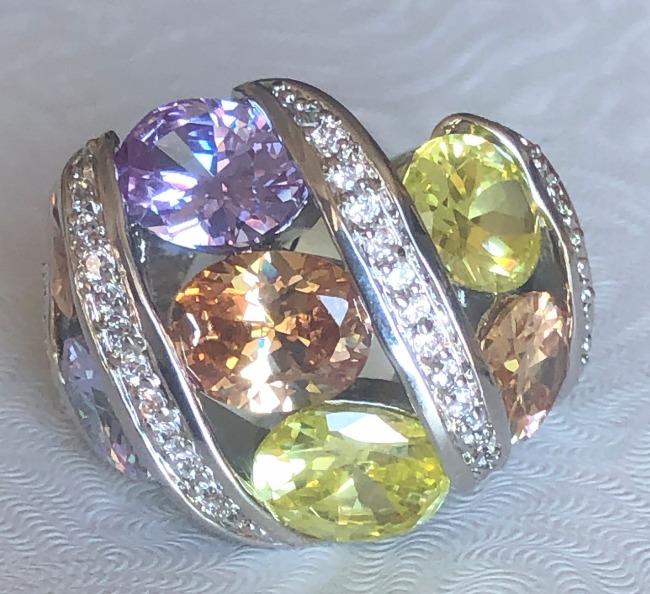 Cubic Zirconia wide band Cocktail Ring. 501R6x019