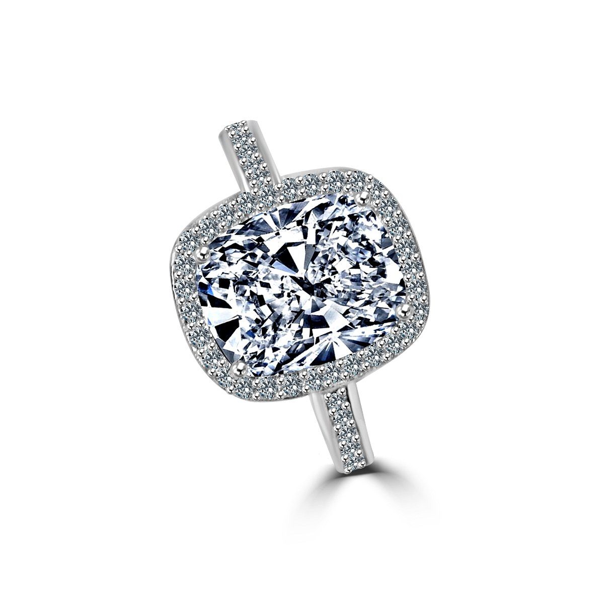 3CT Cushion Diamond Veneer Cubic Zirconia Halo Ring. 635R0252