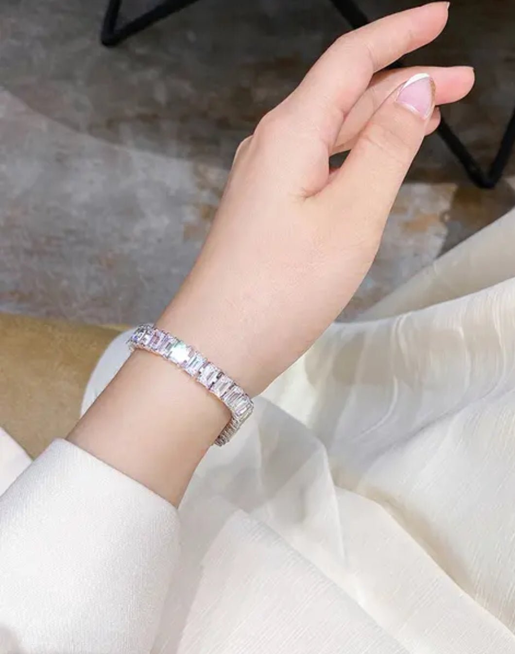 Emerald cut Zirconite Cubic Zirconia Bracelet. 602B30169