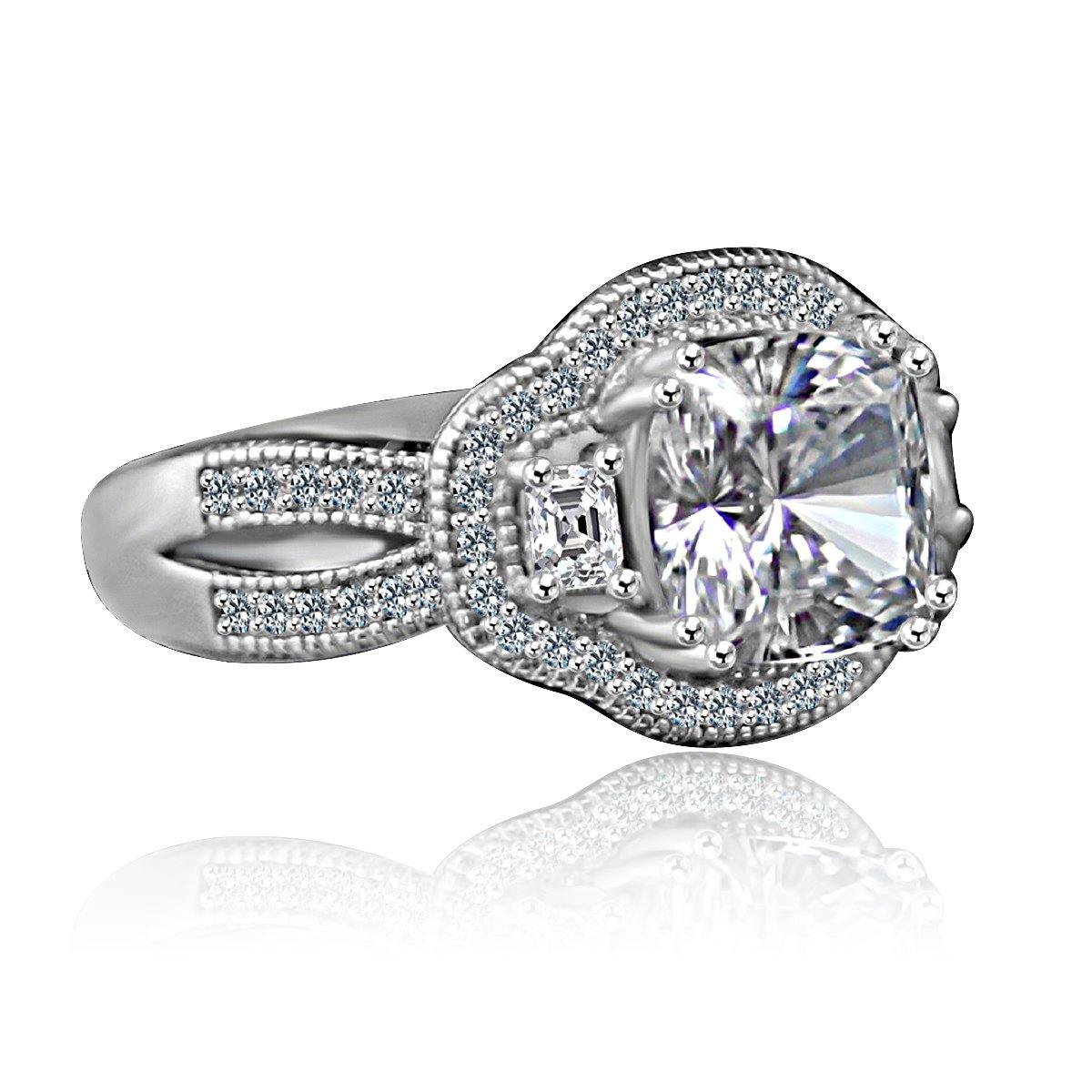 2.5CT Cushion Diamond Veneer Cubic Zirconia Ring. 635R4004