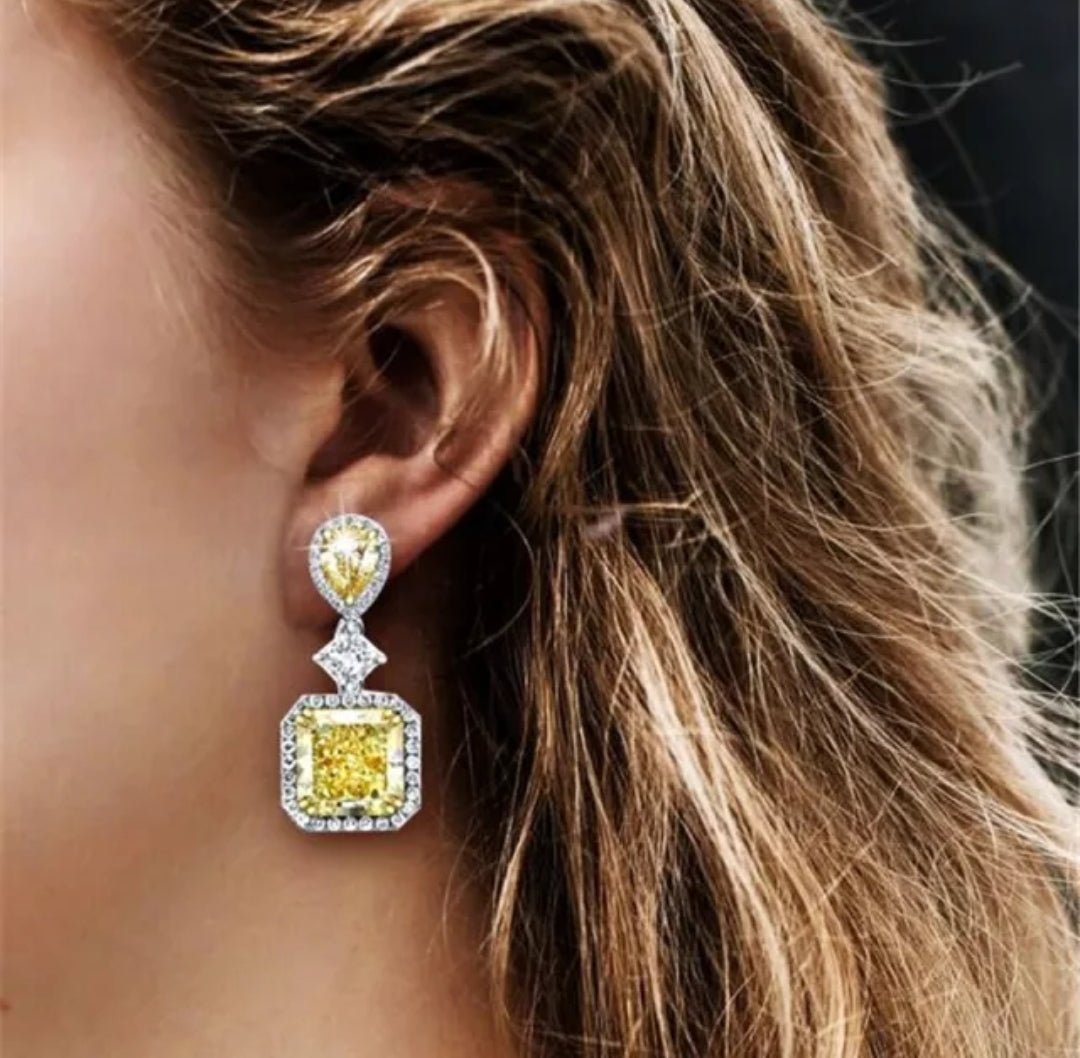 Radiant 18CT TW Diamond Veneer Cubic Zirconia Drop Earrings. 830E1034