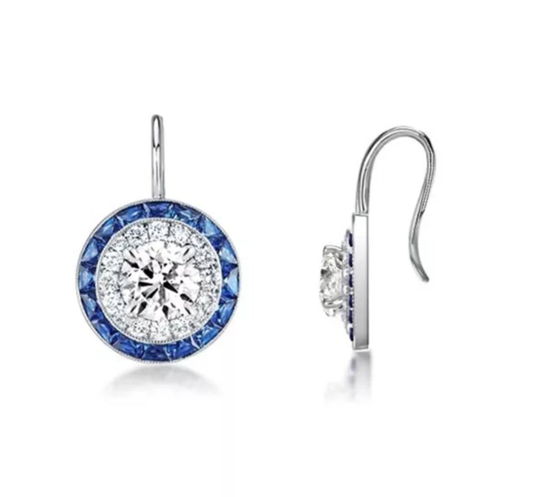 4CT TW Diamond Veneer vintage Round Earrings. 830E1045