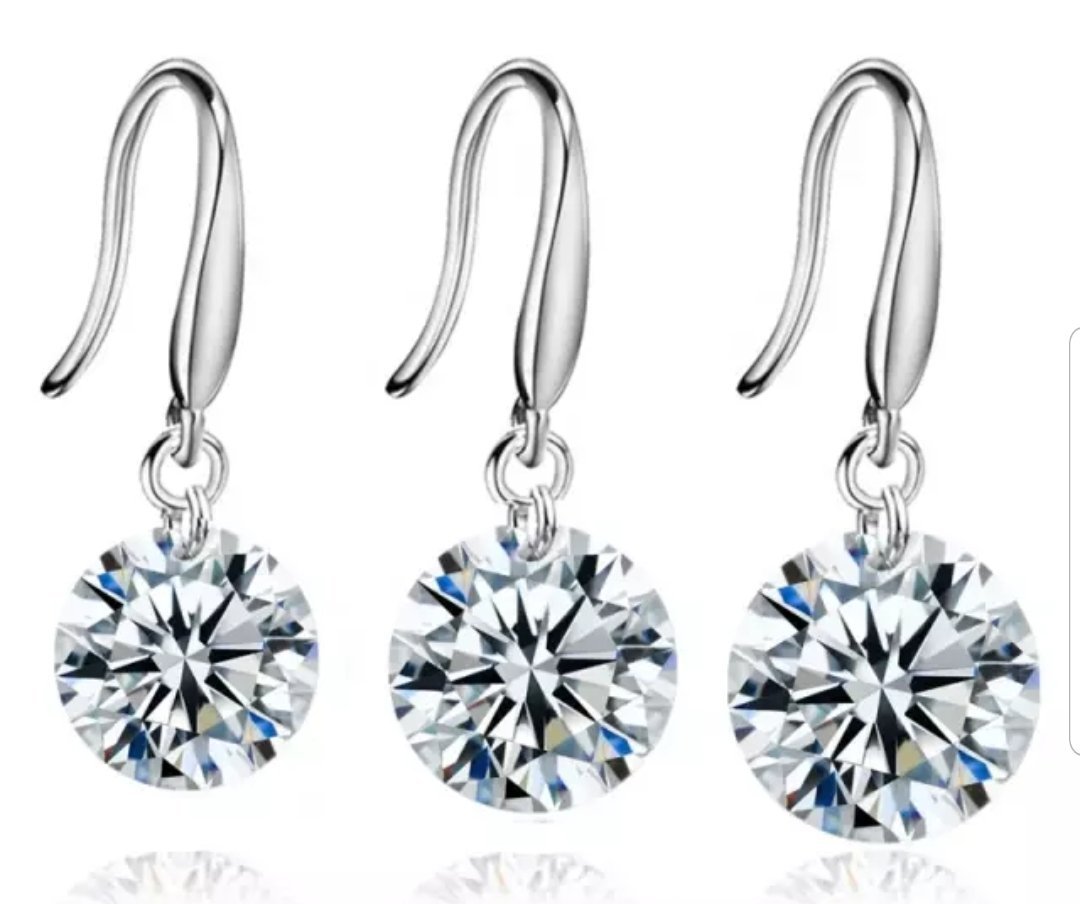 Diamond Veneer Cubic Zirconia Handmade Fish-hook Earrings. 822E100