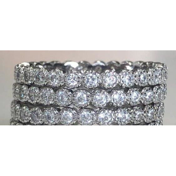 Zirconite Sterling Silver Round Stackables 3 piece set Minimalist Eternity Band Ring.705R597370