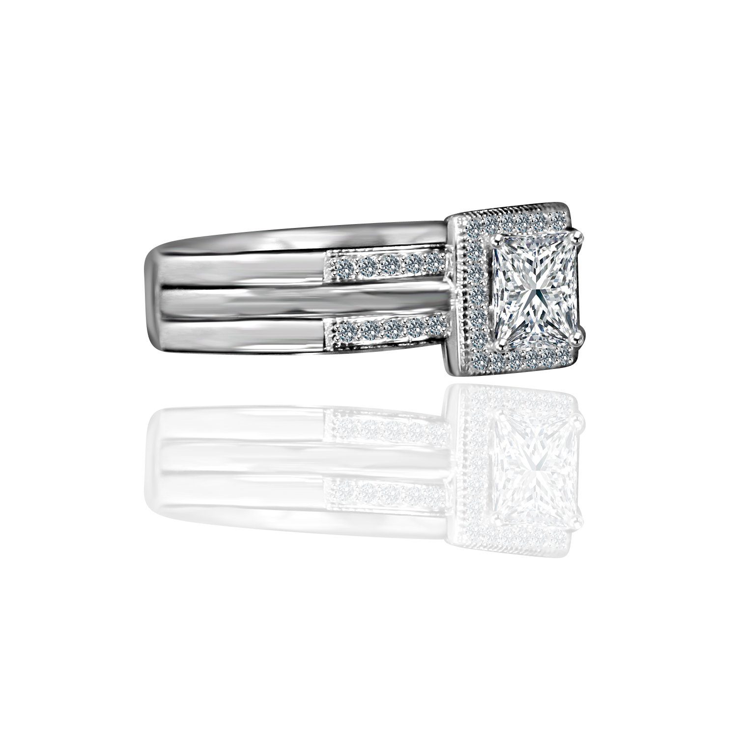 1CT Square Diamond Veneer Cubic Zirconia Ring. 635R4012