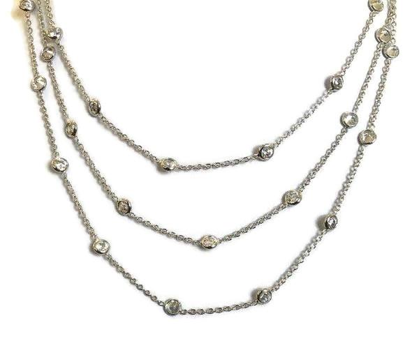 Zirconite Cubic Zirconia Stations three rows graduated Sterling Silver . STN229X3