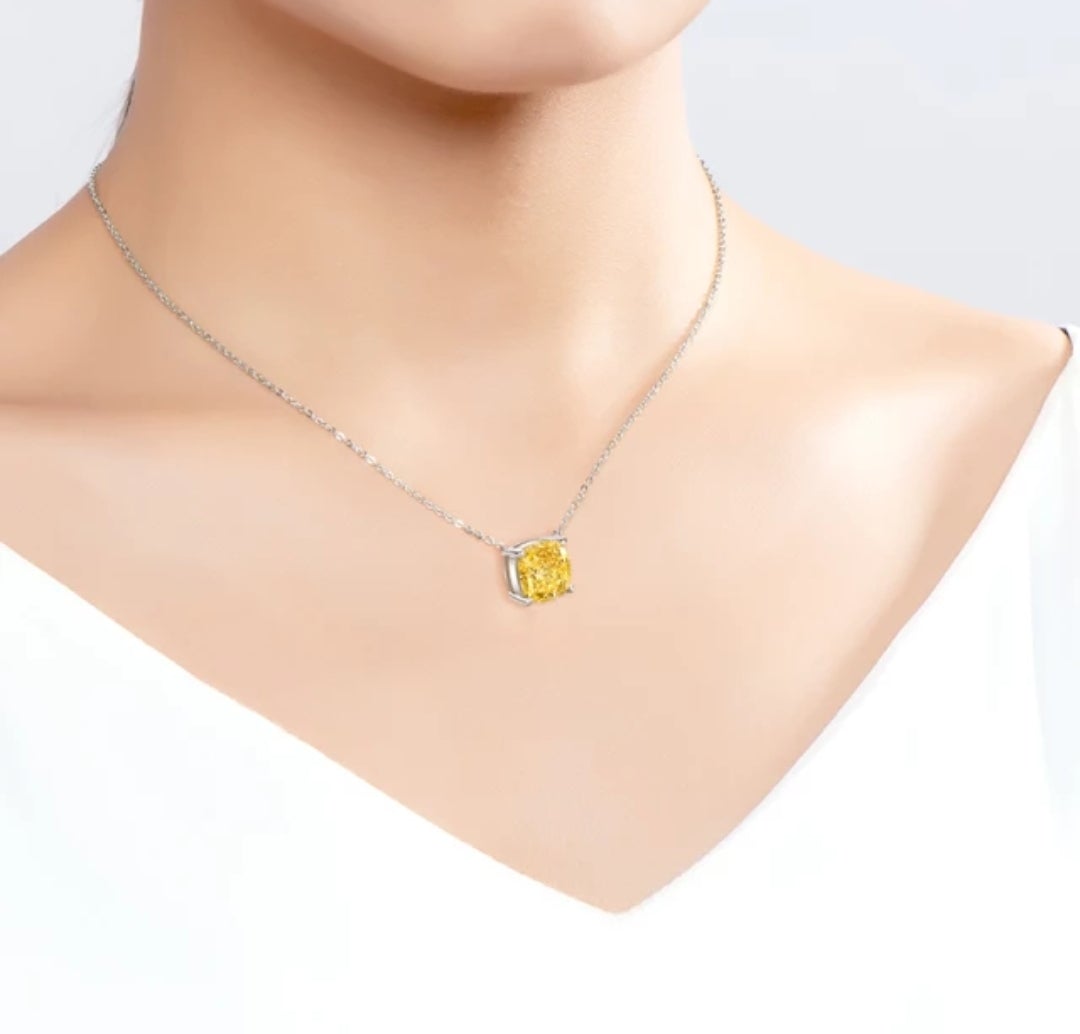 Cushion Square Cubic Zirconia 14K gold Solitaire Pendant. 635P208K
