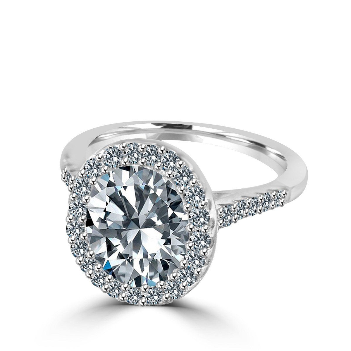 3CT Oval Diamond Veneer Cubic Zirconia halo Ring. 635R0245