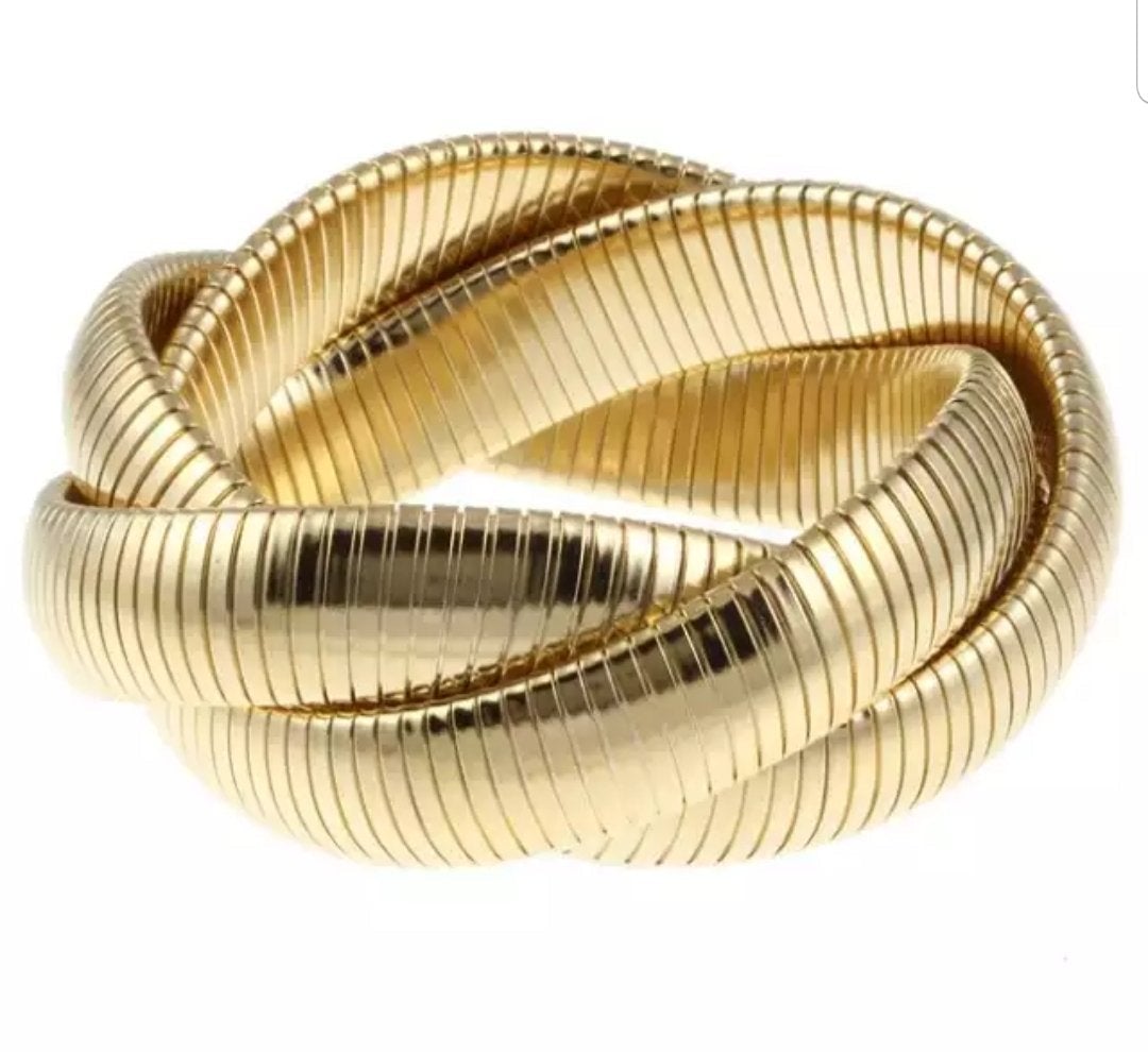 Cobra gold Triple Bracelet Bangle. 700B768