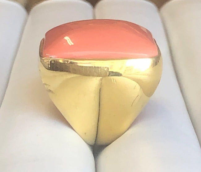 Square cabochon Resin Cocktail Gold Ring. 501R9W196