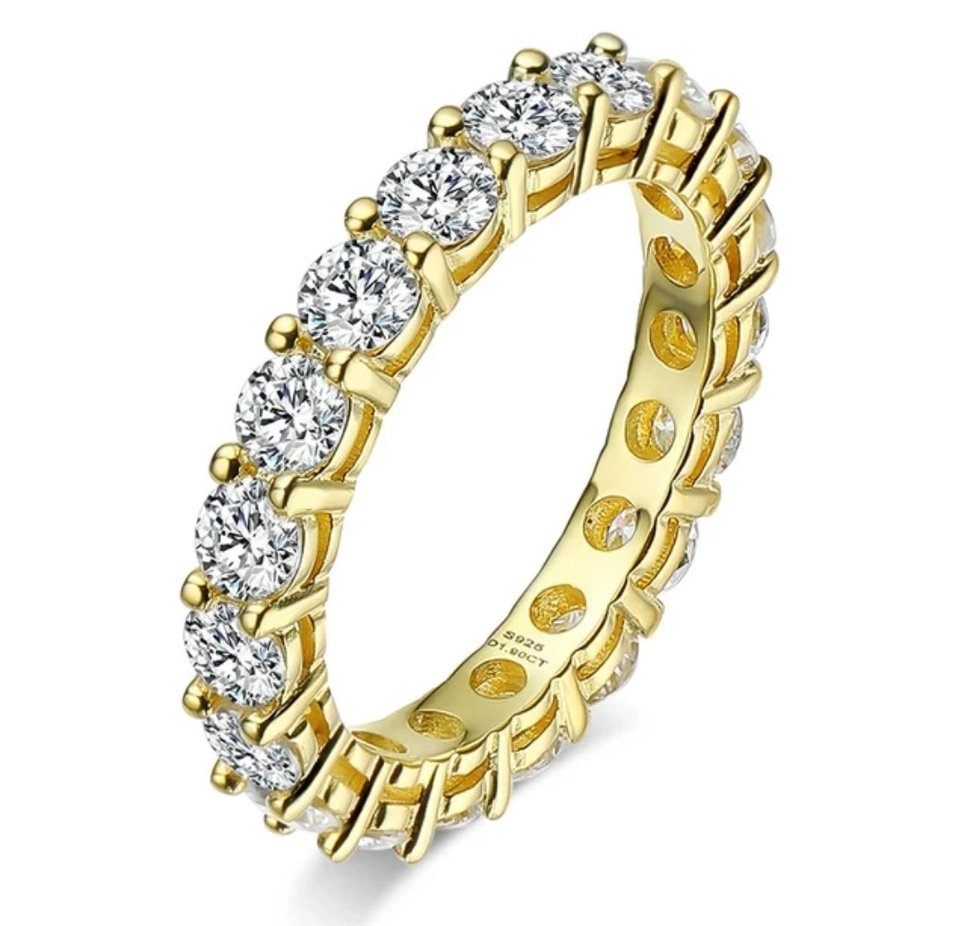 5CT TW Round Diamond Veneer Cubic Zirconia 14K Gold Eternity Ring. 635R103K