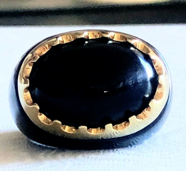 Hematite Cabochon Oval Cocktail Ring. 501R9w184