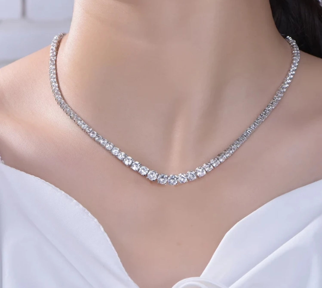Cubic Zirconia Graduated Tennis Necklace. Zirconite 628N5316
