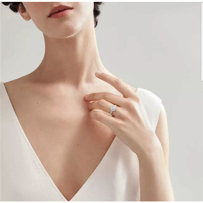 Round Cubic Zirconia Engagement halo Ring. 635R2054