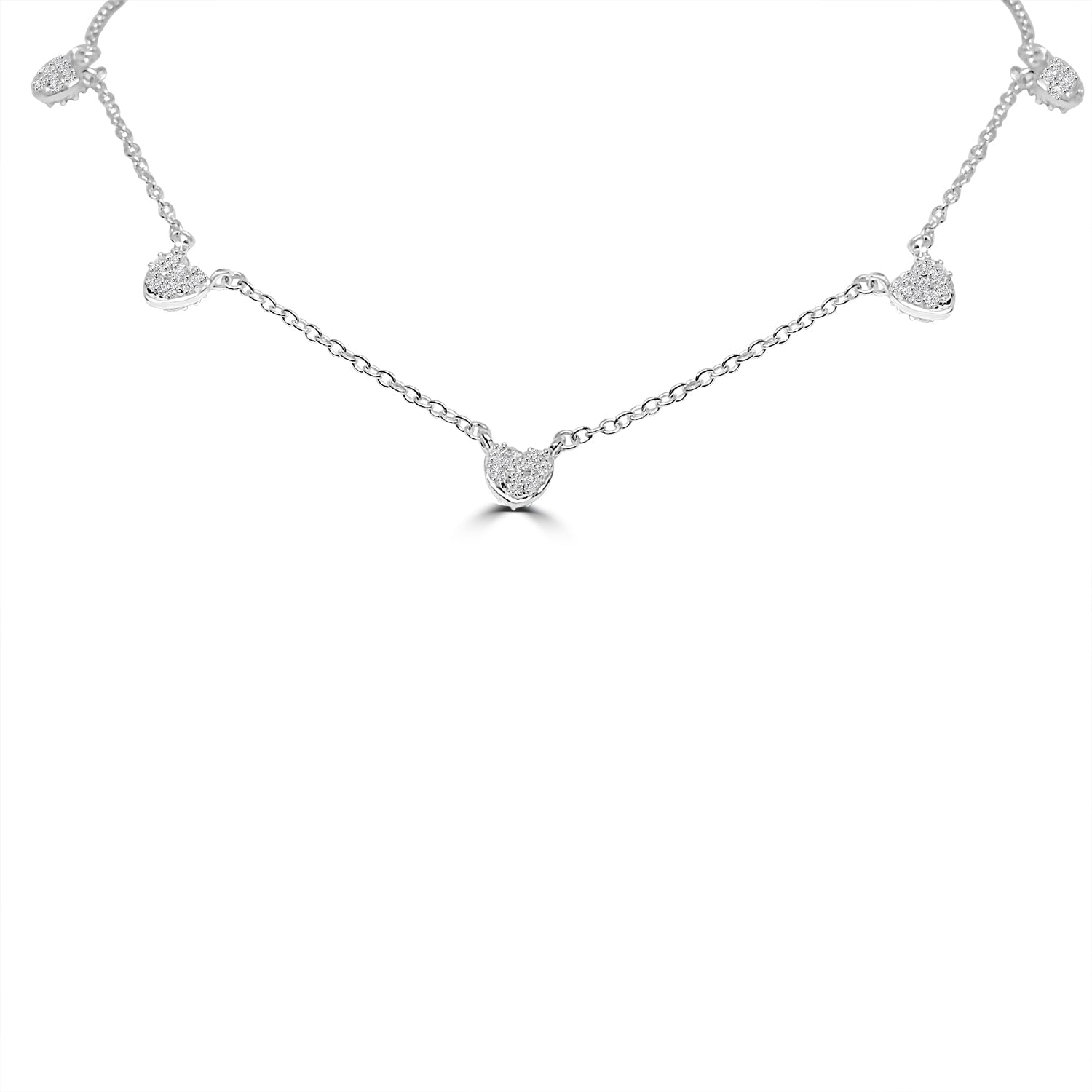 Zirconite Cubic Zirconia Hearts Stations Necklace