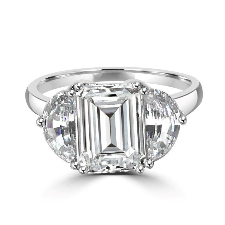 2.5CT Three Stones Emerald Cubic Zirconia Engagement Ring. 635R71209