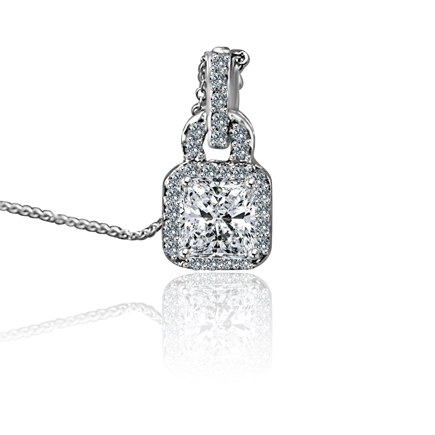 1.5CT Square Diamond Veneer Cubic Zirconia Pendant. 635P10738A